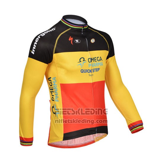2013 Fietskleding Omega Pharma Quick Step Kampioen Belgie Lange Mouwen en Koersbroek